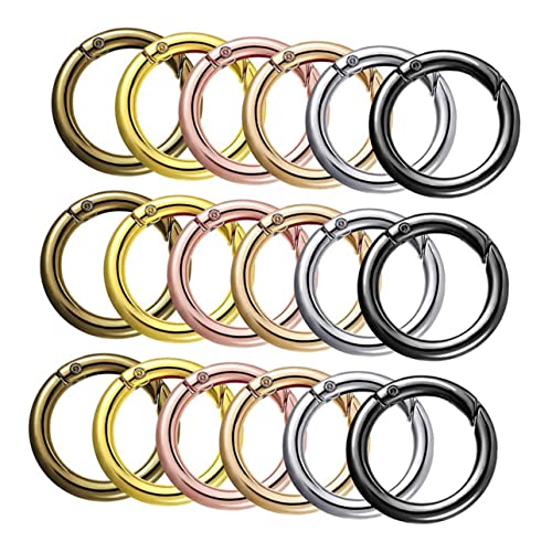 OHPHCALL 18 Stk geteilter Kragen aus Metall Schlüsselanhänger mit rundem Karabiner Mini-Federclip hundelaufband belt buckle Federschnallen aus Metall runde Karabinerringe Zinklegierung von OHPHCALL