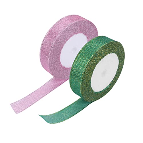 OHPHCALL 2 Rollen 2cm farbige Zwiebelstreifen Band für Geschenkhandwerk Paketband Verpackungsband präsentieren seidenband ribbon geschenkband DIY-Bänder metallisches Glitzerband Polyester von OHPHCALL