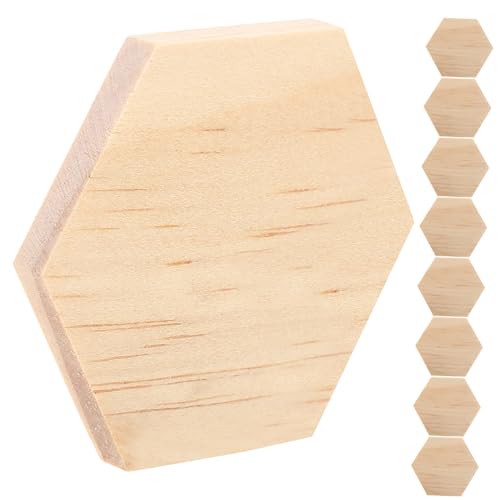 OHPHCALL 25St sechseckige Holzspäne Faltbarer Reflektor Geschirr aus Pappe weiße Tafel Sechseck Holzscheiben DIY Holz Dekoration kleine Holzanhänger sechseckige Holzfliesen hölzern Khaki von OHPHCALL