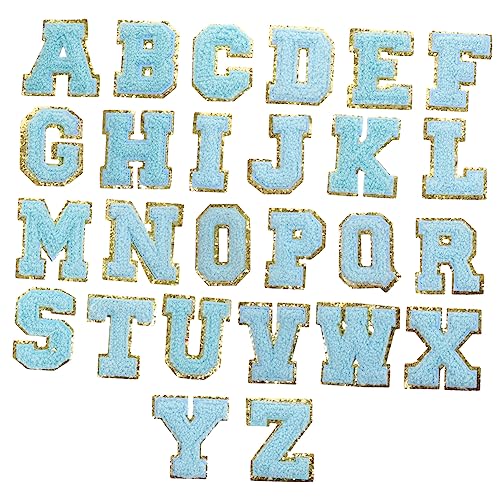 OHPHCALL 26st Stoffaufkleber Mit Englischem Alphabet Mantel Patches Dekor Fleckendekor Für Kleidung Multifunktions-nähflicken Rückenaufnäher Für Kleidungsstücke 3d-aufnäher Polyester Blue von OHPHCALL