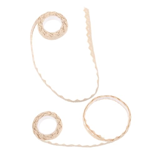 OHPHCALL 2pcs Scrapbooking-handwerk Spitzenbesatzband Urlaub Bastelband Schleife Stoff Klebriges Klebeband Maskierung Funkeln Aufkleber Spitzenband Pastell Buchalbum Klebeband Beige von OHPHCALL