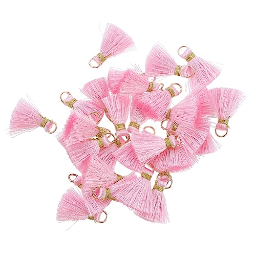 OHPHCALL 30St Quaste Anhänger Lesezeichen Schlüsselanhänger mit Etiketten Herstellung Schmuck buch accessoires kleinigkeiten goldene eingekreiste Quasten Fan-Anhänger Rayon Rosa von OHPHCALL