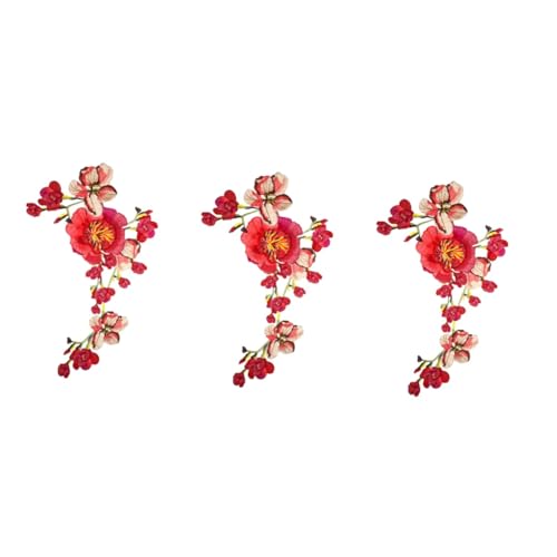 OHPHCALL 3st Cheongsam Aus Bestickter Spitze Blumen-rechteck-flecken Kleine Kleiderflicken Flicken Für Kleidung Dekoration Mit Kleiderapplikationen Dekorative Nähflicken Polyester Rot von OHPHCALL