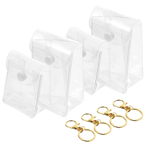 OHPHCALL 4 Stück Transparente Mini-Geldbörse Taschen Transparenter Mini-Schlüsselanhänger aufbewahrungssack storage pockets Figur Vitrine Schlüsselanhänger Schaukästen Schlüsselanhänger PVC von OHPHCALL