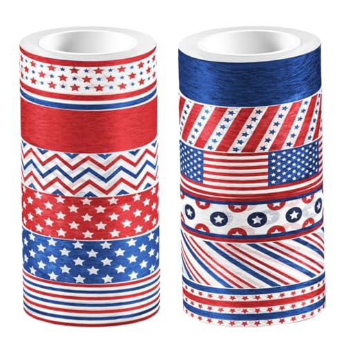 OHPHCALL 4. Juli Washi Tape 12 Rollen Unabhängigkeitstag Washi Tape Patriotisches Masking Tape Klebeband Mit Usa-Flagge Für 4. Juli Party- Scrapbooking von OHPHCALL