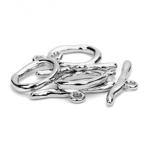 OHPHCALL 5 Satz Kettenverbinder Knebel-schmuckverschlüsse Armband-anhänger Seilendverschlüsse Verbinder Runde Knebelverschlüsse Verschließbare Schmuckverschlüsse Kreis-halskette Silver von OHPHCALL