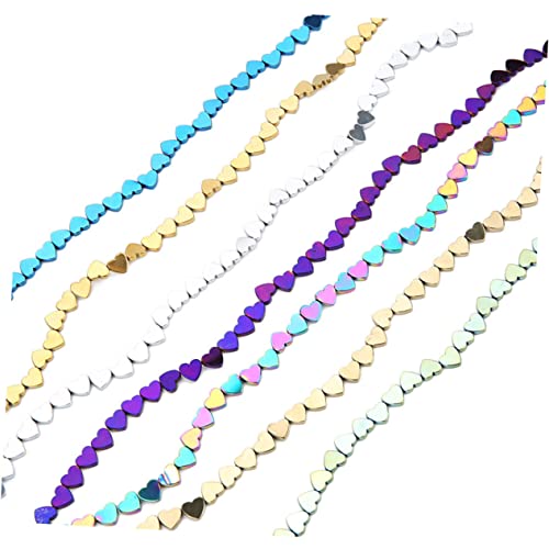 OHPHCALL 50 Stück Bastelperlen selber machen Halskette mit Herzbild hohle Herzperlen Herz Schmuck Herz-Abstandsperlen schmuckperlen beads for jewellery farbige Steinperlen Colorful von OHPHCALL