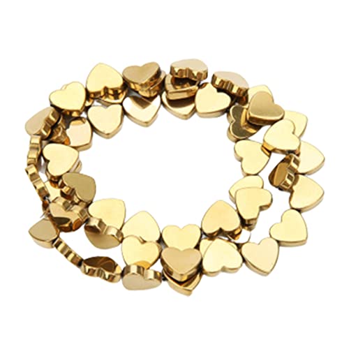 OHPHCALL 50 Stück Bastelperlen selber machen Perlen für Armbänder loser Perlenanhänger des Herzens Edelsteinperlen heart beads gold beads farbige Steinperlen hohle Herzperlen Golden von OHPHCALL