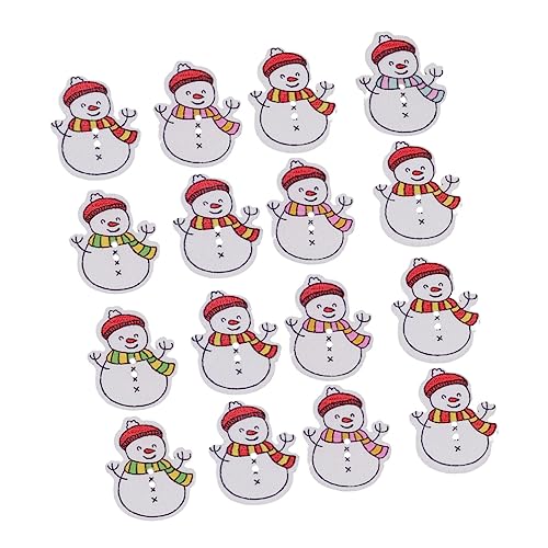 OHPHCALL 50 Stück Weihnachtsknöpfe Cartoon-Knöpfe Weihnachten Schneemann Knöpfe Verzierungen Weihnachten Schneemann Charms Knöpfe für Weihnachten Holzknopf Weihnachten Dekor Holzspäne Mini Holz von OHPHCALL