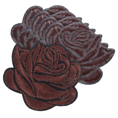 OHPHCALL 5St Rosenbeet bügel patches Gänseblümchen-Aufkleber Chenille-Buchstaben Flecken Stickereiapplikationen Sterne-Pickel-Patches Jackenflicken gestickte Aufnäher nähen Baumwolle Brown von OHPHCALL