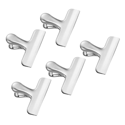 OHPHCALL 5st Edelstahlclip Tütenklammern Für Lebensmittel Brotbeutelverschlüsse Taschenclip Lebensmittelbeutelclips Verschlussclips Brotbeutelschließer Metallclip Rostfreier Stahl Silver von OHPHCALL