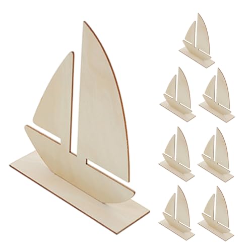 OHPHCALL 8St Segelschiffmodell aus Holz DIY Segelboot Bastelset Holz Segelboot Modell Segelboot Modellbau Holzboot Modell DIY Holzboot-Bausätze unvollendete Segelbootmodelle aus Holz Beige von OHPHCALL