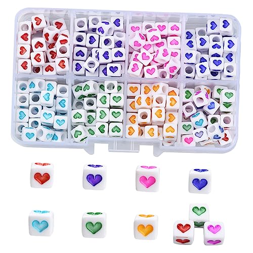 OHPHCALL Acryl Herzperlen Set Für Schmuckherstellung 1 Box Mit Bunten Herzperlen Und Gemischten Glasperlen Zum Basteln Von Armbändern DIY Kunsthandwerksbedarf Pastellfarben von OHPHCALL