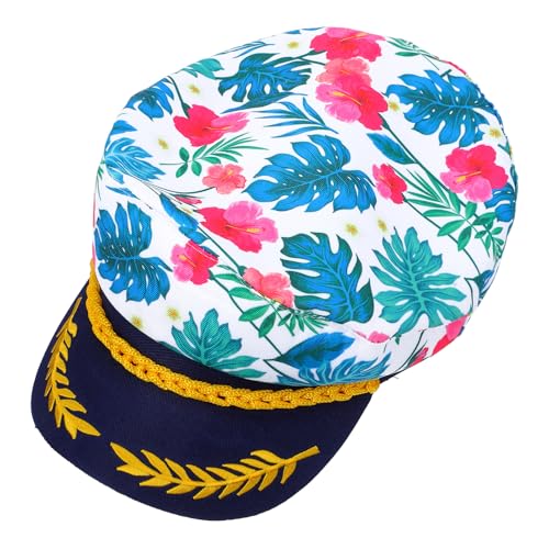 OHPHCALL Admiral- -Hut Monstera-Blatt Matrosen-Kostüm Kappe Marine-Kappe Marineblau Matrosen-Yacht-Kapitäns-Hut Für Damen Und Herren Strand-Hawaiian-Outfit von OHPHCALL