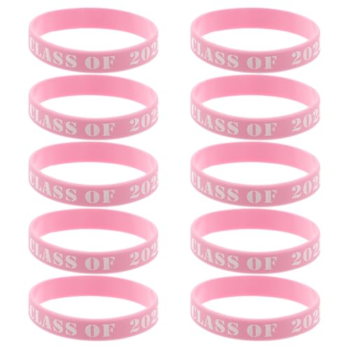 OHPHCALL Armbänder Für Die Klasse 2025 10 Stück Abschluss-Silikon-Armbänder Klasse 2025 Glückwunsch Zum Absolventen Feiernde Armbänder Für Abschlussfeier Gastgeschenke Rosa von OHPHCALL