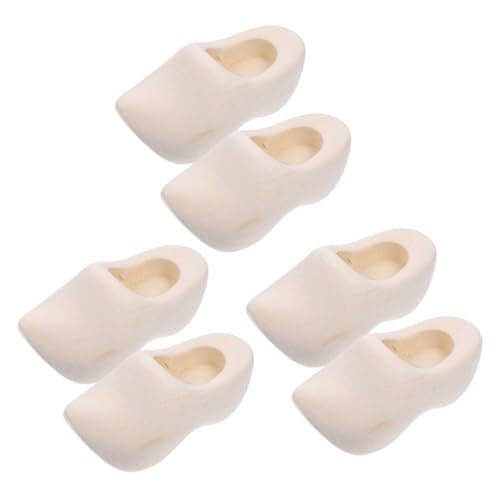 OHPHCALL Fingerschuhe 3 Paar Holländische Clogs Puppen-Holzschuhe Unvollendete Holzfiguren Leere Holzschuhe Miniatur-Puppenschuhe Mini- -Dekoration 4 cm von OHPHCALL