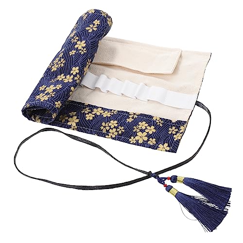 OHPHCALL Gehäkelte Aufbewahrungstasche Ergonomisch Drehbar Maschine Handwerk Bausätze Maschenmarkierer Häkeln Messgerät Planke Die Einkaufstasche Stange Recurve Navy Polyester Baumwolle von OHPHCALL