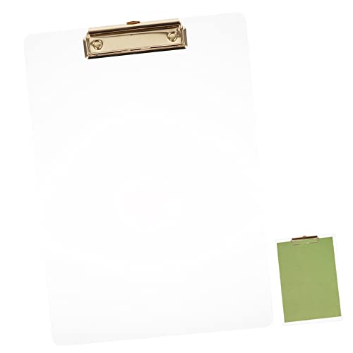 OHPHCALL Transparenter Boardclip Papierordner Klemmbrett aus Aluminium Klemmbrett a4 Klemmbrettklemmen clipboard klemmbrettmappe Organisator für Papierakten Schreibunterlage Acryl Golden von OHPHCALL