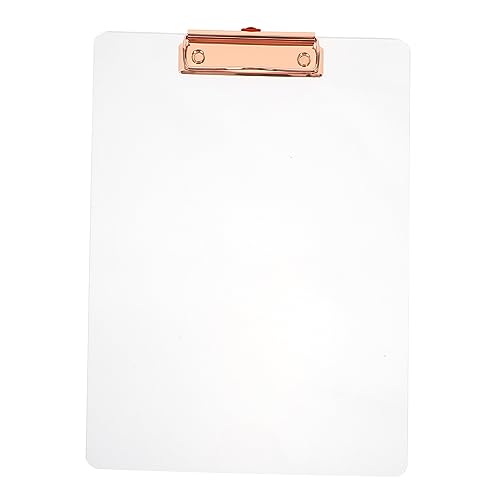 OHPHCALL Transparenter Ordner Farbige Klemmbretter Zwischenablage Planke Süßes Klemmbrett Mit Stauraum Papierhalterbrett Klemmbrett Mit Speicher Pflegeklemmbrett Rose Gold Acryl von OHPHCALL