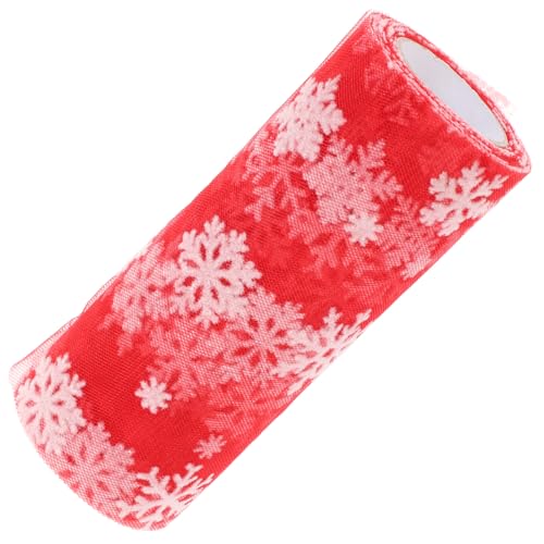 OHPHCALL Tüll Garn Herstellung Weihnachten Glitzer Band Tüll Handwerk Band DIY Band für Weihnachtsdekoration Ripsband Bänder Wickelband Weißer Kranz Roter Schneeball Einweg von OHPHCALL