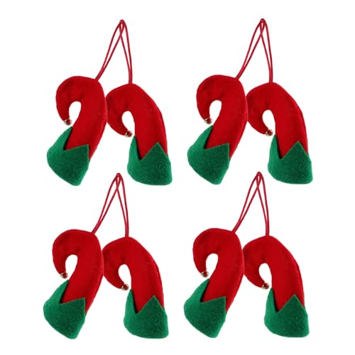 OHPHCALL Weihnachts-Elfenhüte Besteckhalter 8 Stück Elfenhüte Besteckhalter Mini-Diy-Weihnachtsmütze Elfen-Weihnachtskappe Lutscher-Oberteil Wraps Deckel Weinflaschenverschluss Für von OHPHCALL