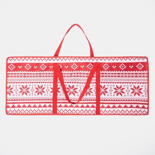 OHS Geschenkpapier Aufbewahrung, Geschenkpapier Organizer Weihnachten Geschenkpapier Aufbewahrungstasche mit Innentaschen Weihnachtsdekoration Aufbewahrung, Nordic Red/White von OHS