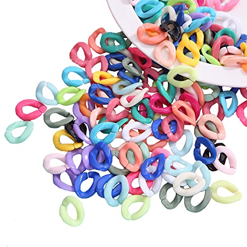 OHYER 100 Stück Acryl Verbindungsringe Quick Link-Anschlüsse Acryl Linking Rings C-Clips Haken Kettenglieder Link Connectors Twist Ketten Verbinder für DIY Handwerk Schmuck (Gemischte Farbe) von OHYER