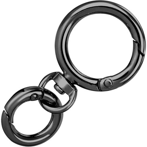 OIIKI 1 Set Drehverschluss-Clips, Metall-Karabinerhaken, doppelte Öffnung, Schlüsselanhänger-Clip mit Schlüsselring für Bastelarbeiten, Schmuckverschlüsse, Schlüsselbandherstellung, Schwarz von OIIKI