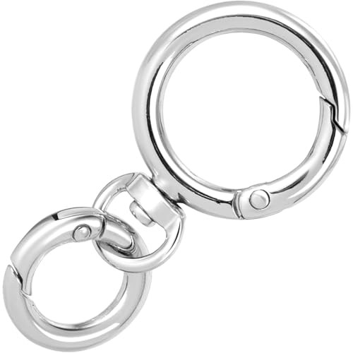 OIIKI 1 Set Drehverschluss-Clips, Metall-Karabinerhaken, doppelte Öffnung, Schlüsselanhänger-Clip mit Schlüsselring für Bastelarbeiten, Schmuckverschlüsse, Schlüsselbandherstellung, Silber OIIKI 1 Set Drehverschluss-Clips, Metall-Karabinerhaken, doppelte Öffnung, Schlüsselanhänger-Clip mit Schlüsselring für Bastelarbeiten, Schmuckverschlüsse, Schlüsselbandherstellung, Silber von OIIKI
