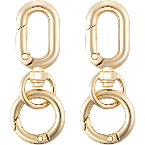 OIIKI 2 Sets Doppelöffnungs-Drehverschlussklammern, Metall-Karabinerhaken, Schlüsselanhänger-Clip mit Schlüsselring für Bastelarbeiten, Schmuckverschlüsse, Schlüsselbandherstellung, Gold OIIKI 2 Sets Doppelöffnungs-Drehverschlussklammern, Metall-Karabinerhaken, Schlüsselanhänger-Clip mit Schlüsselring für Bastelarbeiten, Schmuckverschlüsse, Schlüsselbandherstellung, Gold von OIIKI