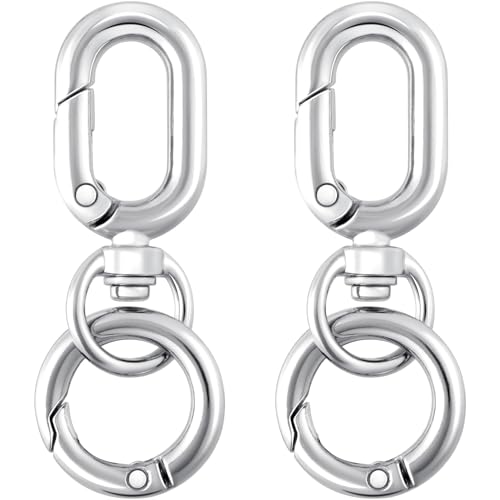 OIIKI 2 Sets Doppelöffnungs-Drehverschlussklammern, Metall-Karabinerhaken, Schlüsselanhänger-Clip mit Schlüsselring für Bastelarbeiten, Schmuckverschlüsse, Schlüsselbandherstellung – Silber OIIKI 2 Sets Doppelöffnungs-Drehverschlussklammern, Metall-Karabinerhaken, Schlüsselanhänger-Clip mit Schlüsselring für Bastelarbeiten, Schmuckverschlüsse, Schlüsselbandherstellung – Silber von OIIKI