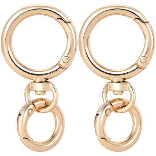 OIIKI 2 Sets Drehverschluss-Clips, Metall-Karabinerhaken, doppelte Öffnung, Schlüsselanhänger-Clip mit Schlüsselring für Bastelarbeiten, Schmuckverschlüsse, Schlüsselbandherstellung, Gold OIIKI 2 Sets Drehverschluss-Clips, Metall-Karabinerhaken, doppelte Öffnung, Schlüsselanhänger-Clip mit Schlüsselring für Bastelarbeiten, Schmuckverschlüsse, Schlüsselbandherstellung, Gold von OIIKI