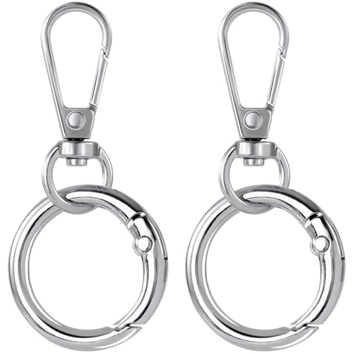 OIIKI 2 Sets Drehverschluss-Clips, Metall-Karabinerhaken, doppelte Öffnung, Schlüsselanhänger-Clip mit Schlüsselring für Bastelarbeiten, Schmuckverschlüsse, Schlüsselbandherstellung, Silber OIIKI 2 Sets Drehverschluss-Clips, Metall-Karabinerhaken, doppelte Öffnung, Schlüsselanhänger-Clip mit Schlüsselring für Bastelarbeiten, Schmuckverschlüsse, Schlüsselbandherstellung, Silber von OIIKI