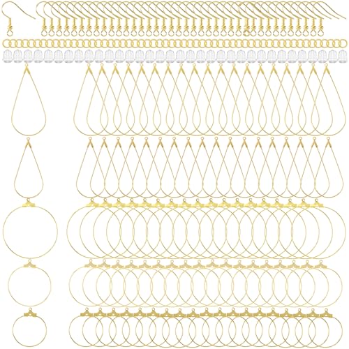 OIIKI Hypoallergenes Ohrringherstellungs-Set, vergoldete Ohrringhaken, Ohrring-Perlen, transparente Gummi-Ohrring-Verschlüsse, Biegeringe für DIY-Schmuckherstellung, Ohrringherstellung, 700 Stück von OIIKI