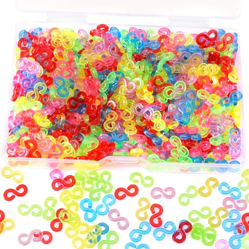 S-Clips Gummiband-Armband-Clips – 500 Stück, Regenbogen-Webstuhl-Haken-Clips, S-Clips, Armbandverbinder, Nachfüll-Set, Loom-Clip für Gummi-Armbänder (bunt) von OKAMMY