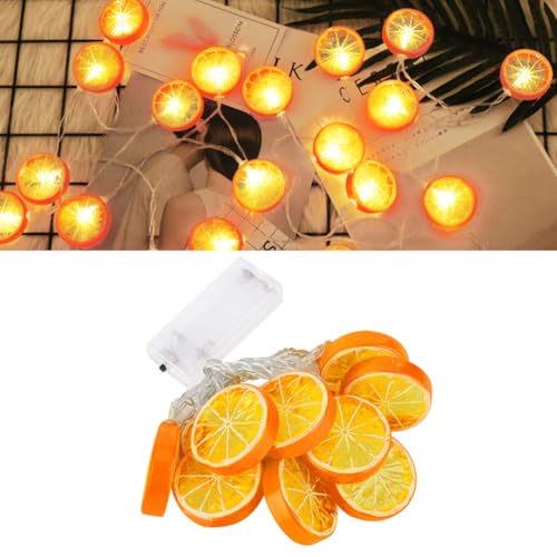 OKESYO Lichterkette Orange, 1.5 m 10 LED Orangenscheiben Lichterkette, IP44 Wetterfest Lichterkette Orange Strom, Lichterkette Batterie Led für Innen Außen Garten Hof Hochzeit Party Deko von OKESYO