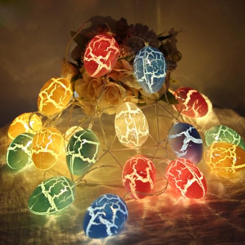 OKESYO Lichterkette Ostern, 3 Meter 20 LED Ostereier Lichterkette, Batteriebetriebene/USB Oster Lichterkette, Osterdeko Lichterketten für Innen, Warmweiß von OKESYO