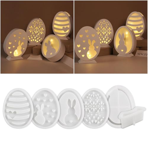 OKESYO Silikonform Osternhase, 6 Stück Silikon Gießform Osterhase, Ostern Hase Silikonformen Gießformen, Ostern Basteln Kinder, 3D Kaninchen Gießform Ostern, Ostern Geschenke für Deko von OKESYO