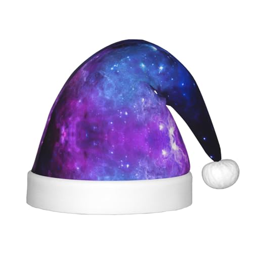 OKFSTY Blaue Galaxie-Weihnachtsmütze, Weihnachtsmannmütze, Weihnachtsmütze für Teenager, weich, Unisex, klassische Weihnachtsmannmütze von OKFSTY