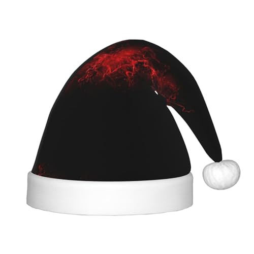 OKFSTY Explosion Burst Weihnachtsmütze, Weihnachtsmannmütze, Weihnachtsmütze für Teenager, weich, Unisex, klassische Weihnachtsmannmütze, Rot / Schwarz von OKFSTY