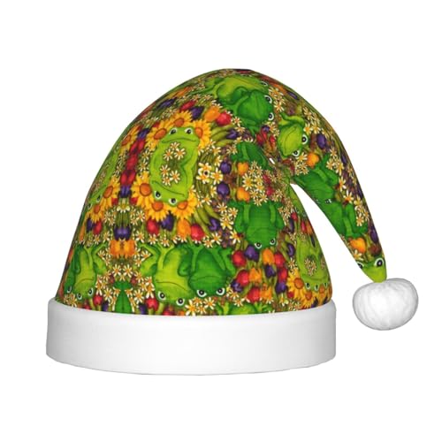 OKFSTY Frosch-Weihnachtsmütze, Weihnachtsmannmütze, Weihnachtsmütze für Teenager, weich, Unisex, klassische Weihnachtsmannmütze von OKFSTY