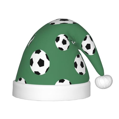 OKFSTY Fußball-Weihnachtsmütze, Weihnachtsmannmütze, Weihnachtsmütze für Teenager, weich, Unisex, klassische Weihnachtsmannmütze von OKFSTY