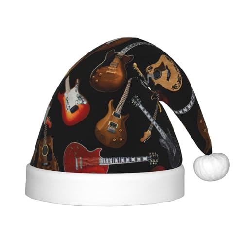 OKFSTY Gitarren-Weihnachtsmütze, Weihnachtsmannmütze, Weihnachtsmütze für Teenager, weich, Unisex, klassische Weihnachtsmannmütze von OKFSTY