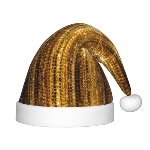 OKFSTY Goldene glitzernde Weihnachtsmütze mit Pailletten, Weihnachtsmannmütze, Weihnachtsmütze für Teenager, weich, Unisex, klassische Weihnachtsmannmütze von OKFSTY