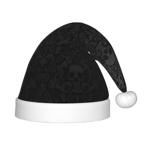 OKFSTY Gothic-Tapete Totenkopf-Weihnachtsmütze, Weihnachtsmannmütze, Weihnachtsmütze für Teenager, weich, Unisex, klassische Weihnachtsmannmütze von OKFSTY