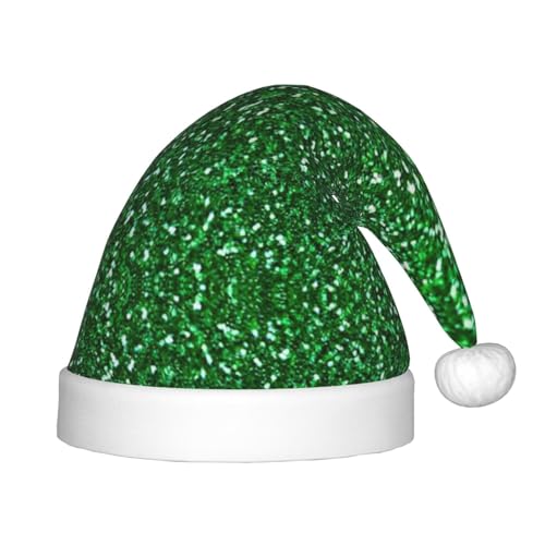 OKFSTY Grüne glitzernde Weihnachtsmütze mit Pailletten, Weihnachtsmannmütze, Weihnachtsmütze für Teenager, weich, Unisex, klassische Weihnachtsmannmütze von OKFSTY