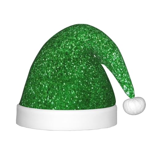 OKFSTY Grüne glitzernde Weihnachtsmütze mit Pailletten, Weihnachtsmannmütze, Weihnachtsmütze für Teenager, weich, Unisex, klassische Weihnachtsmannmütze von OKFSTY