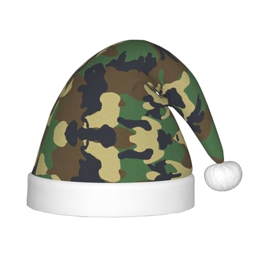 OKFSTY Weihnachtsmütze, Militär-Camouflage, Weihnachtsmannmütze, Weihnachtsmütze für Teenager, weich, Unisex, klassische Weihnachtsmannmütze, Grün von OKFSTY