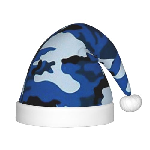 OKFSTY Weihnachtsmütze, Weihnachtsmannmütze, Weihnachtsmütze für Jugendliche, weich, Unisex, klassische Weihnachtsmannmütze, Blau von OKFSTY