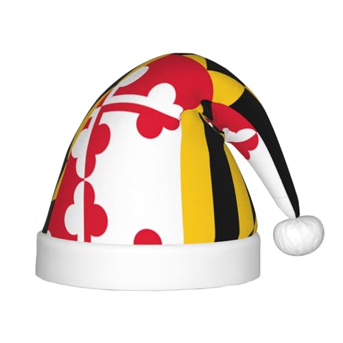 OKFSTY Weihnachtsmütze mit Flagge von Maryland, Weihnachtsmannmütze, Weihnachtsmütze für Teenager, weich, Unisex, klassische Weihnachtsmannmütze von OKFSTY